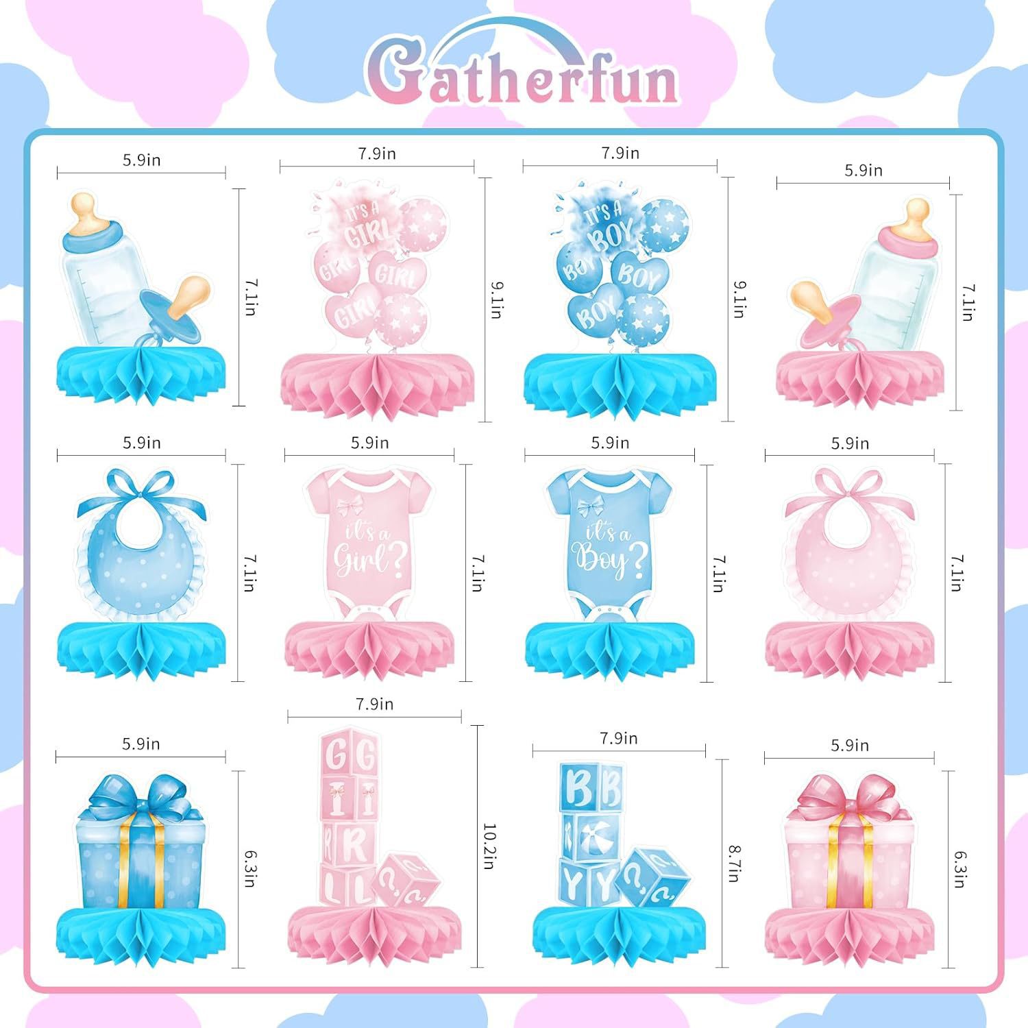 12PCS/Set Gender Reveal Honeyc - đánh giá và giá Tablet Accessories Kit