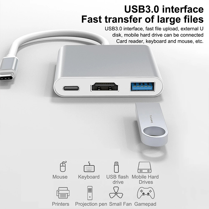 3 in 1 USB Type C Hub to 4K HD - đánh giá và giá Huawei Tablet Accessories